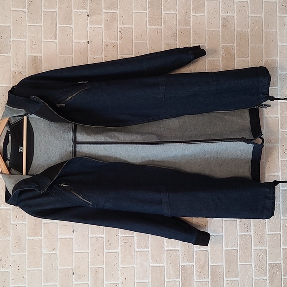 Mavi Indigo Move Women's Denim Hodded Mid-Long Parka Jacket ( Sz S/M) - Picture 10 of 11